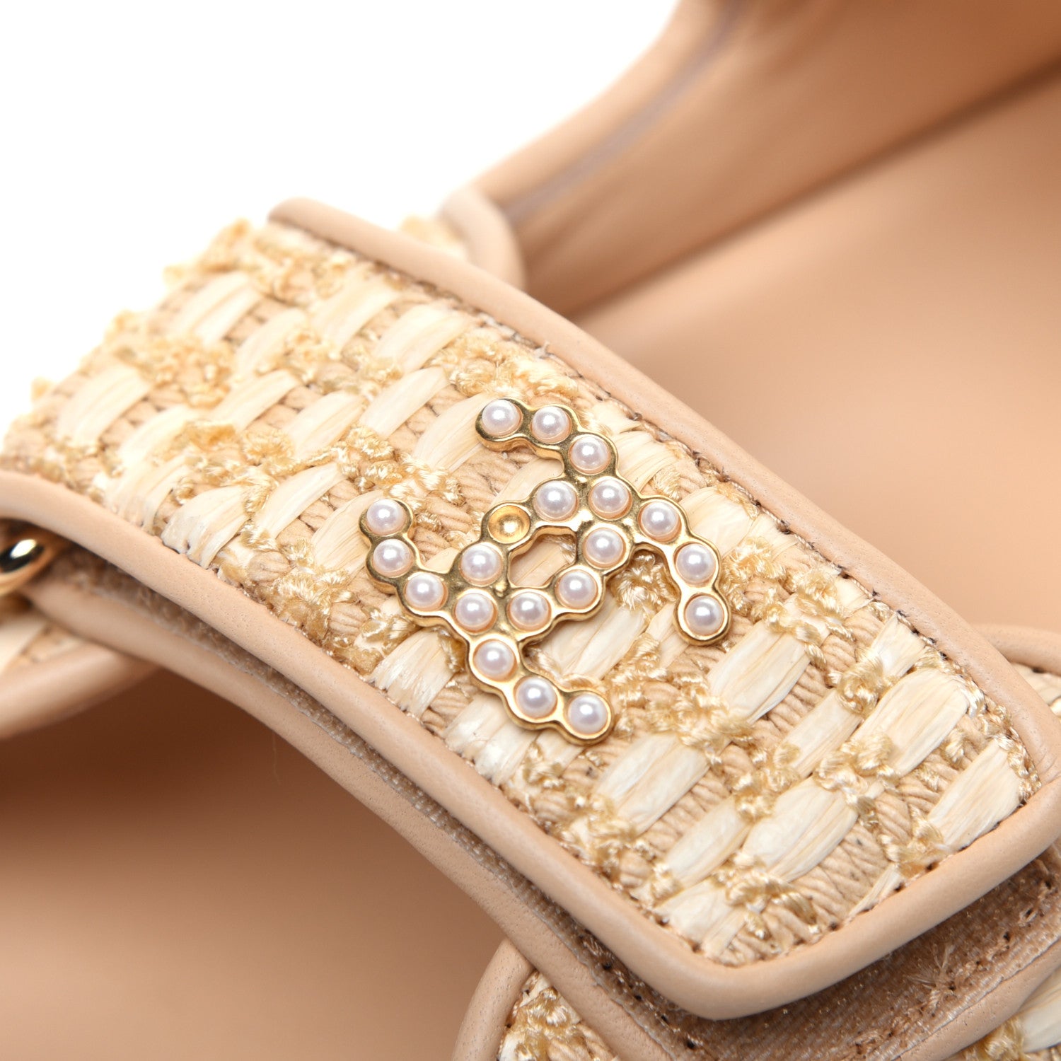 Chanel Braided Fabric Velcro Dad Sandals 36.5 Beige 9 of 10
