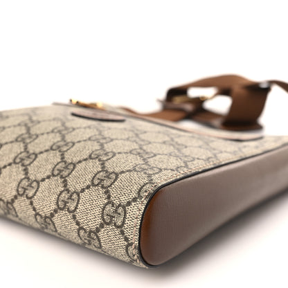 Gucci GG Supreme Monogram Azalea Calfskin Retro Interlocking G Flat Messenger Bag Beige Ebony Brown Sugar 7 of 7