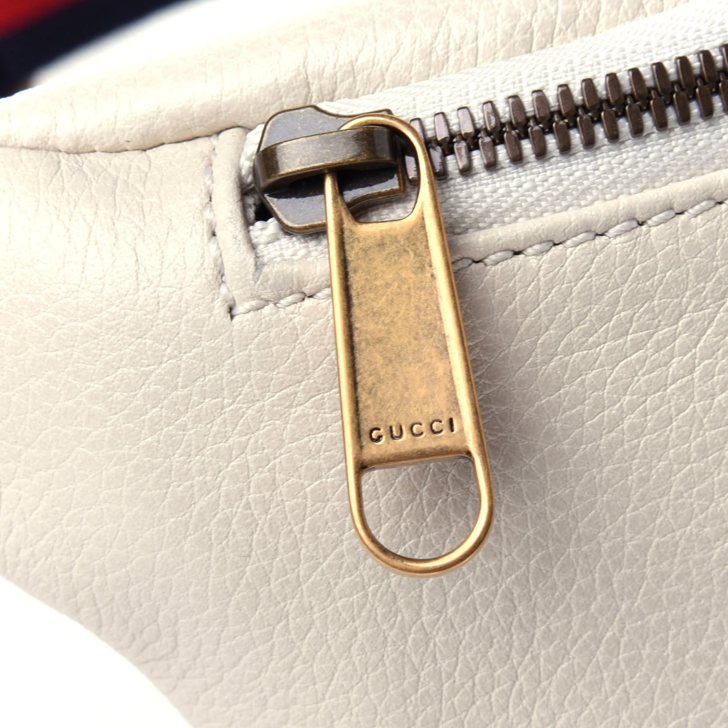 Grained Calfskin Small Logo Belt Bag White