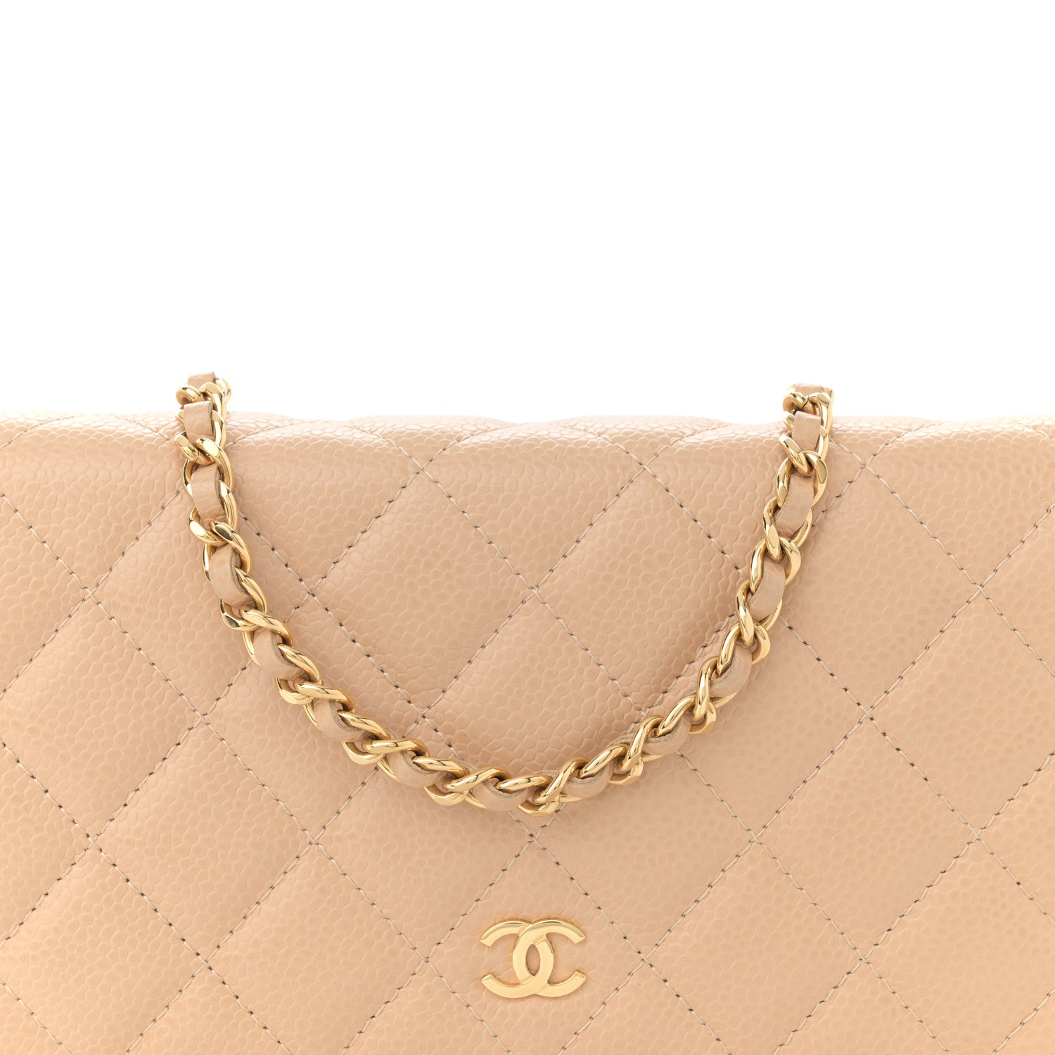 Chanel Caviar Quilted Wallet on Chain WOC Beige 8 of 13