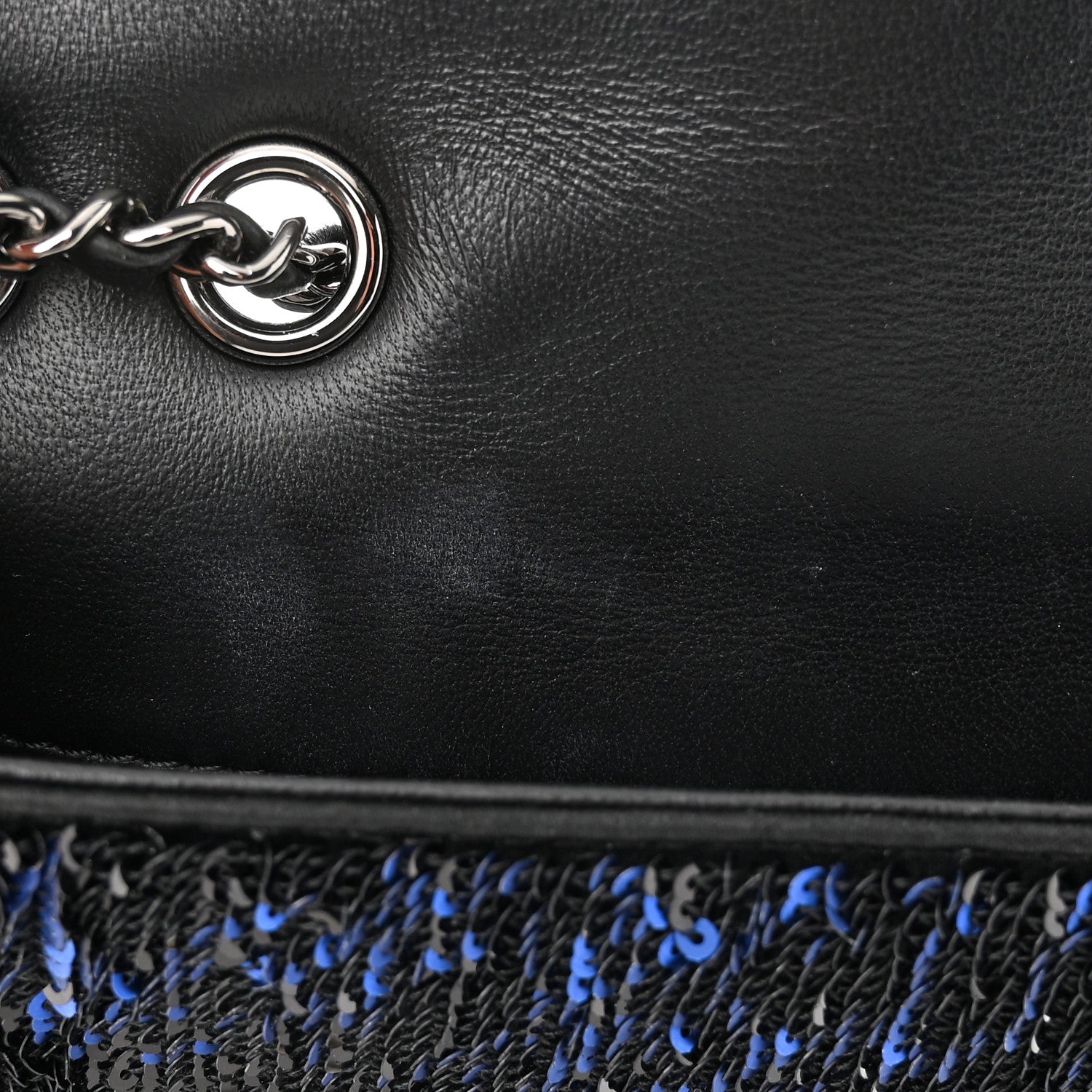 Chanel Sequin Logo Mini Rectangular Flap Black Blue 11 of 11
