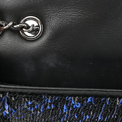 Chanel Sequin Logo Mini Rectangular Flap Black Blue 11 of 11