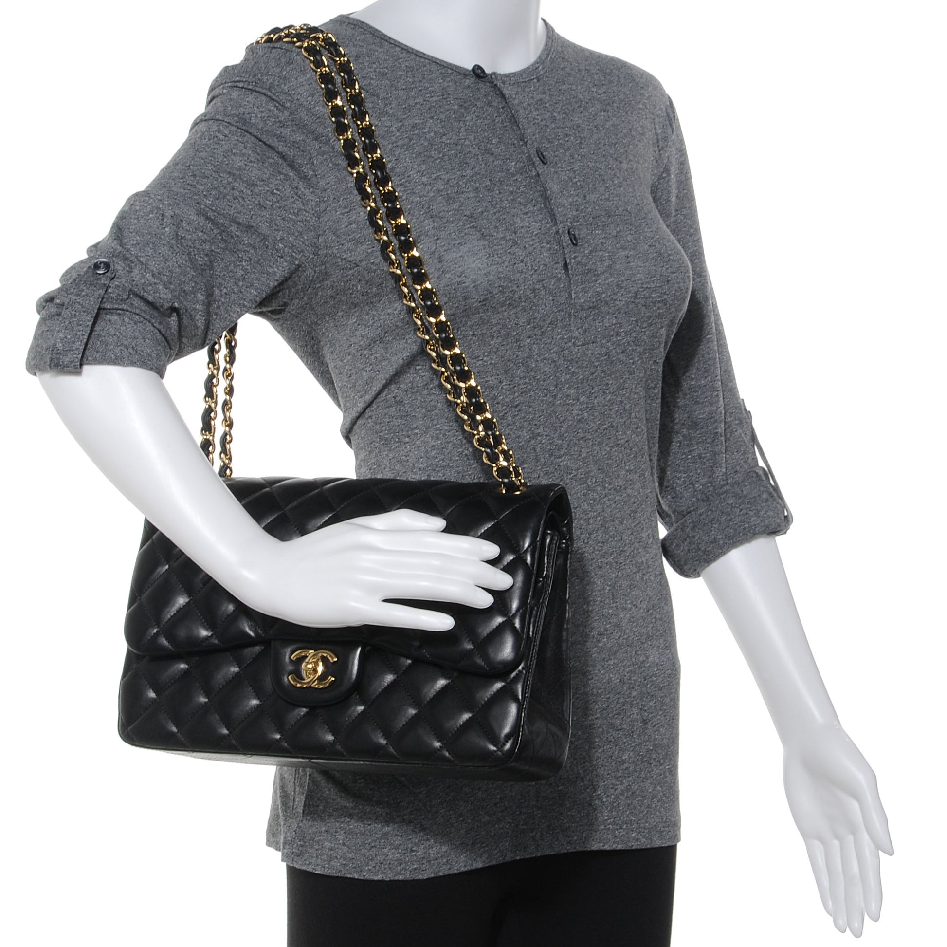 Chanel Lambskin Jumbo Double Flap Black 2 of 7