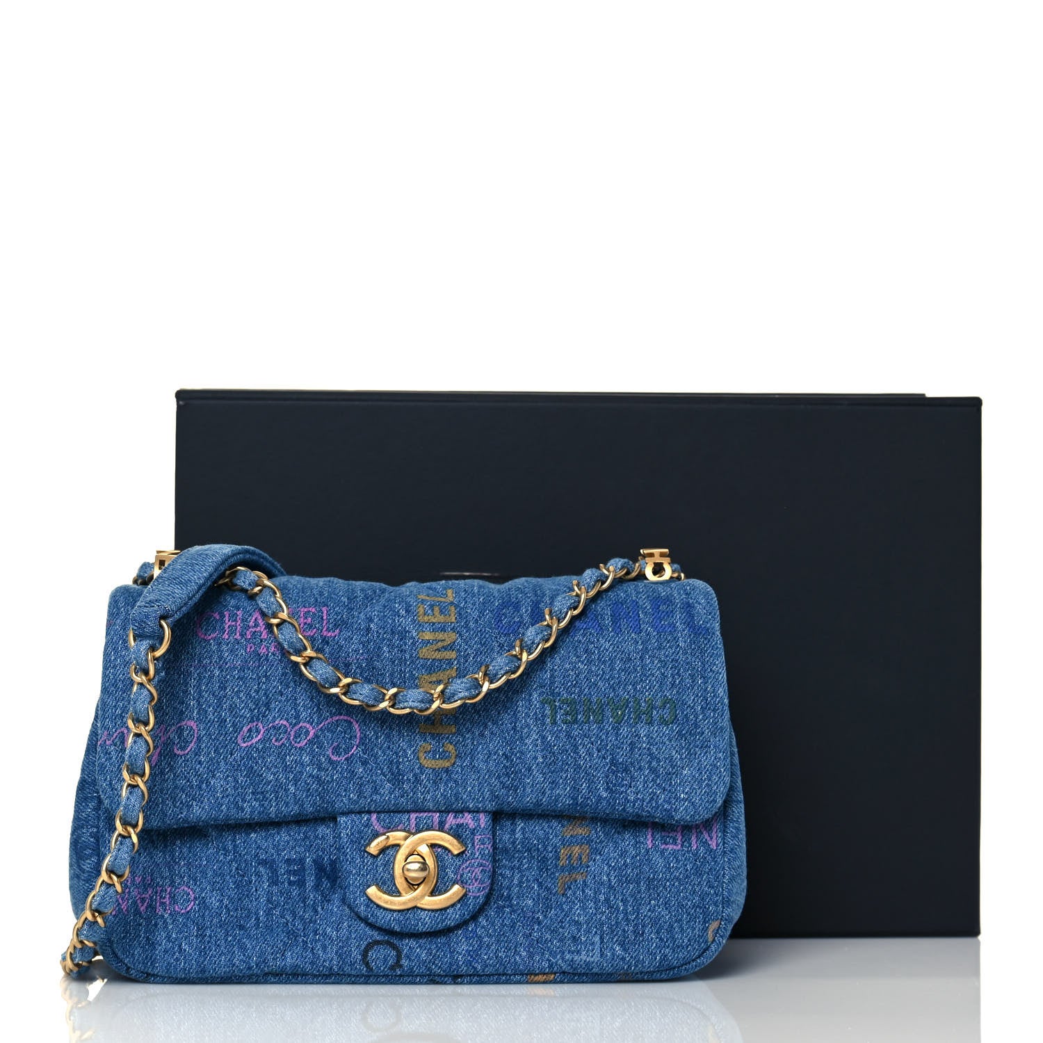 Chanel Denim Quilted Mini Denim Mood Rectangular Flap Blue Multicolor 13 of 13