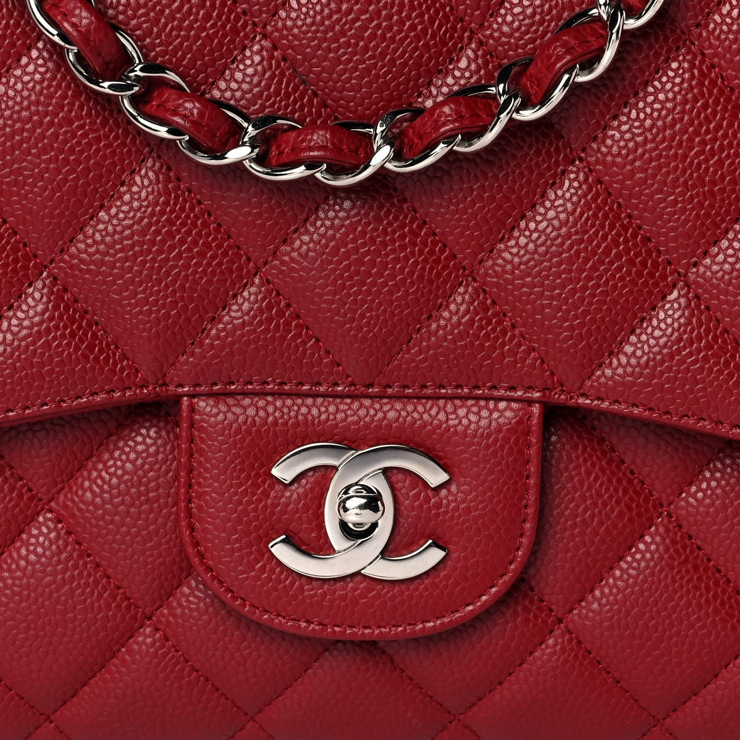 Chanel Caviar Quilted Jumbo Single Flap Dark Red 8 of 14
