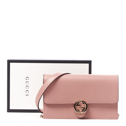 Gucci Dollar Calfskin Interlocking G Chain Wallet Soft Pink 7 of 7
