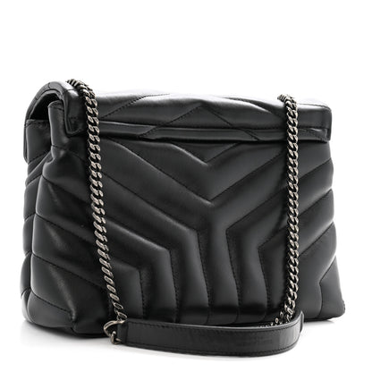 Saint Laurent Calfskin Y Quilted Monogram Small Charm Loulou Chain Satchel Black 3 of 15