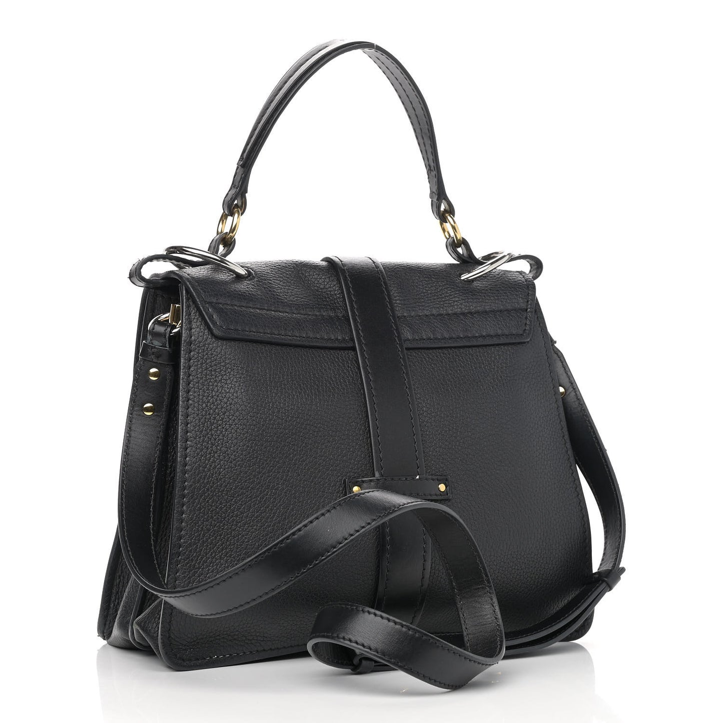 Grained Calfskin Medium Aby Day Shoulder Bag Black