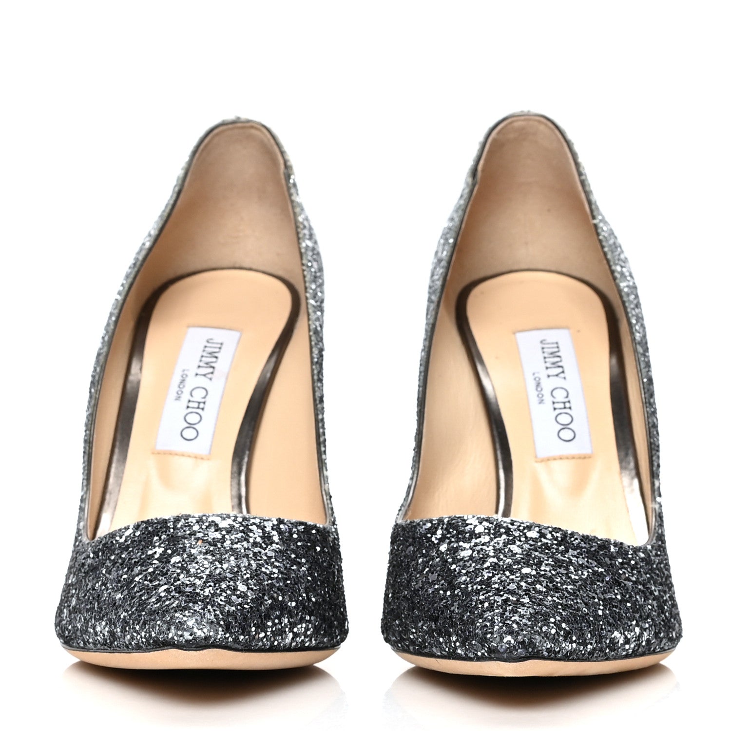 Jimmy Choo Coarse Glitter Degrade Pointy Toe Romy 100 Pumps 39.5 Navy Silver 2 of 7
