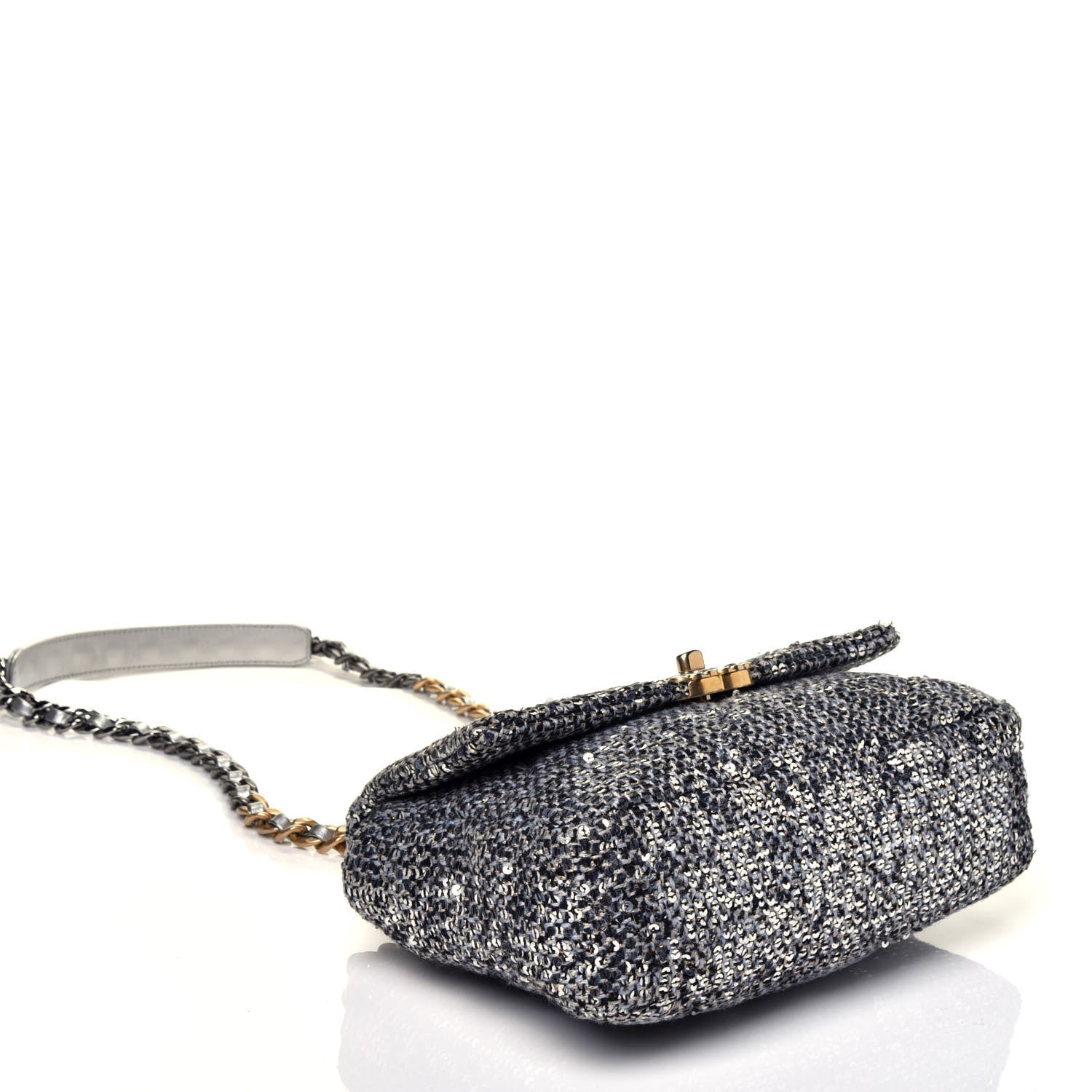 Chanel Sequin Quilted Medium Chanel 19 Flap Silver 4 of 9