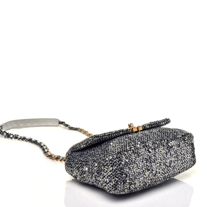 Chanel Sequin Quilted Medium Chanel 19 Flap Silver 4 of 9