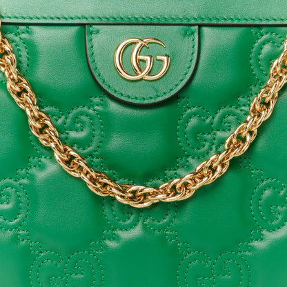 Gucci Calfskin GG Matelasse Small Slim Chain Shoulder Bag Spring Green Natural 9 of 12