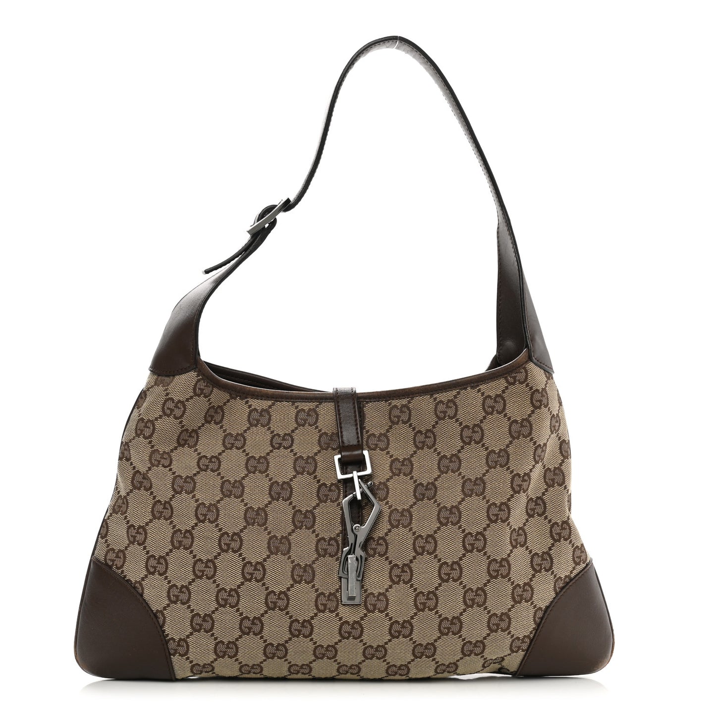 Monogram Lobster Clasp Jackie O Hobo Brown