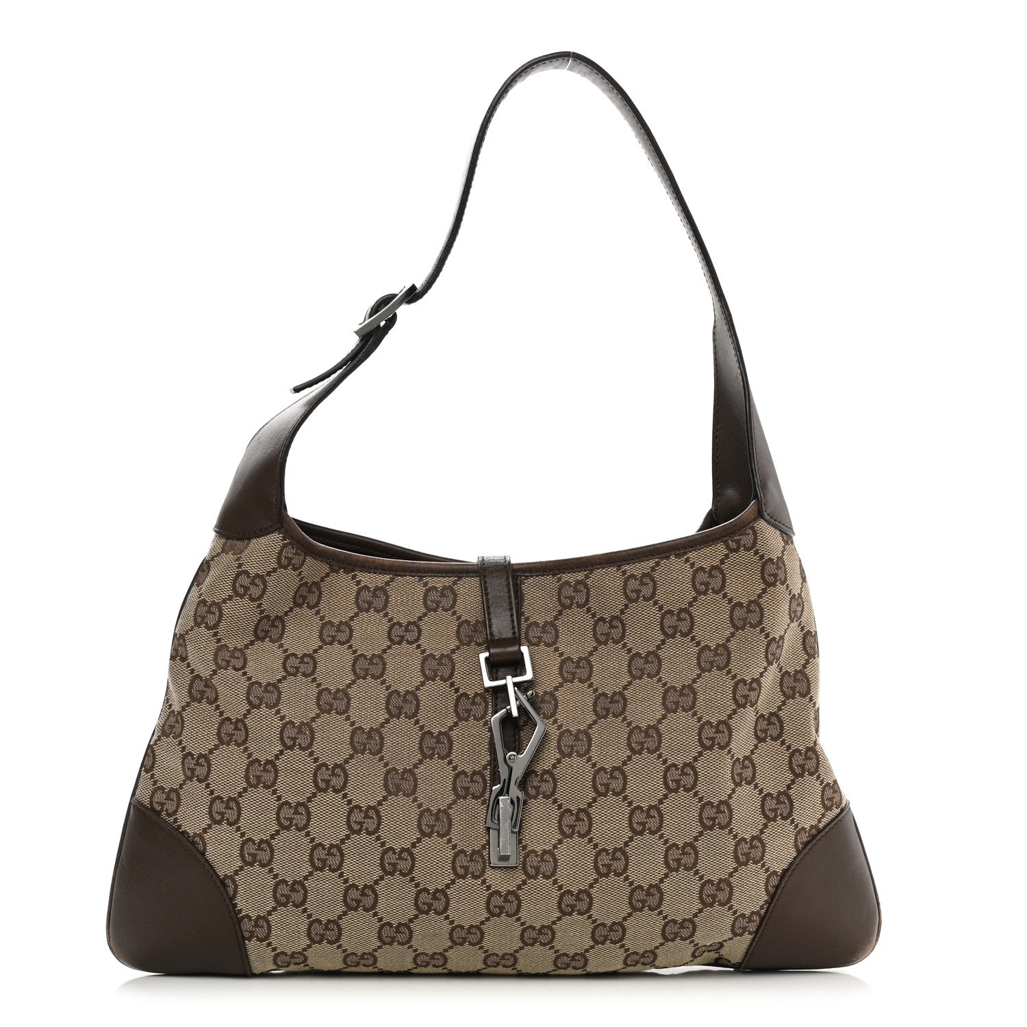 Gucci Monogram Lobster Clasp Jackie O Hobo Brown 1 of 10