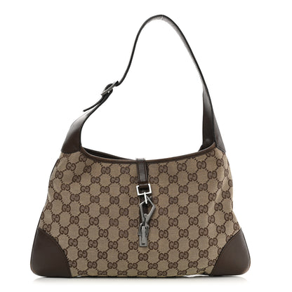 Gucci Monogram Lobster Clasp Jackie O Hobo Brown 1 of 10