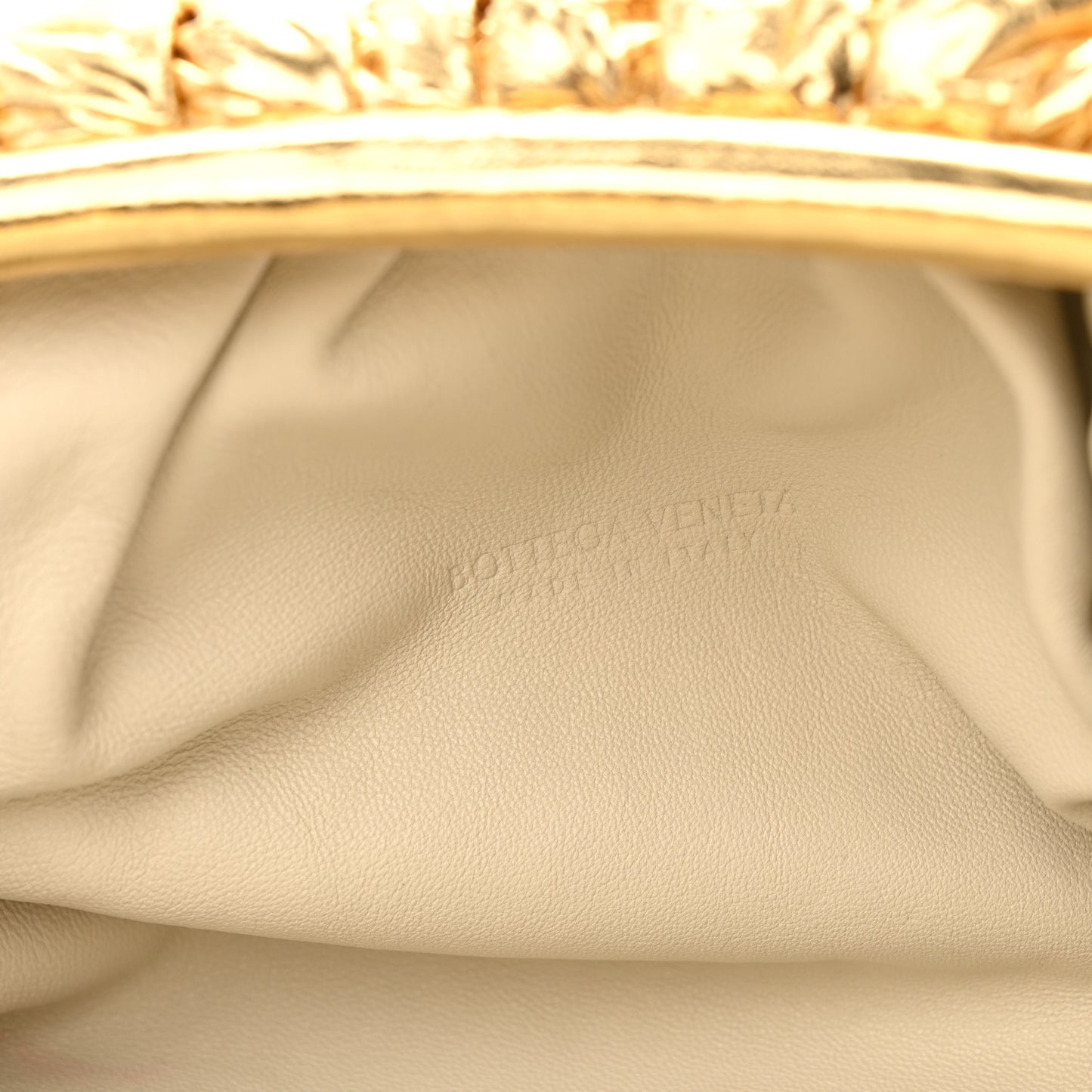 Metallic Crinkled Lambskin The Pouch Oversized Clutch Oro