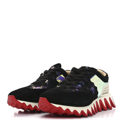 Christian Louboutin Suede Mesh Calfskin Loubishark Sneakers 40 Black Multicolor 4 of 7