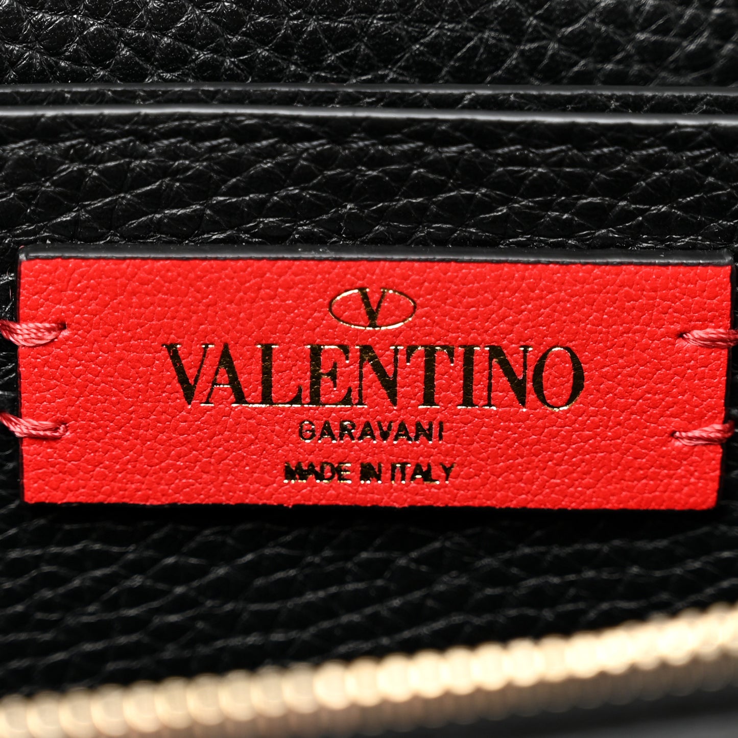 Pebbled Calfskin Rockstud Flap Wallet On Chain Black