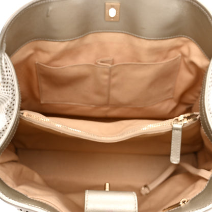 Chanel Metallic Calfskin Perforated Up In The Air Tote Silver 4 of 13