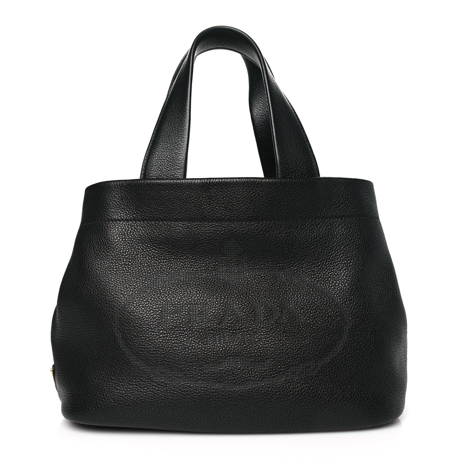 Prada Vitello Daino Soft Perforated Logo Tote Black 1 of 9