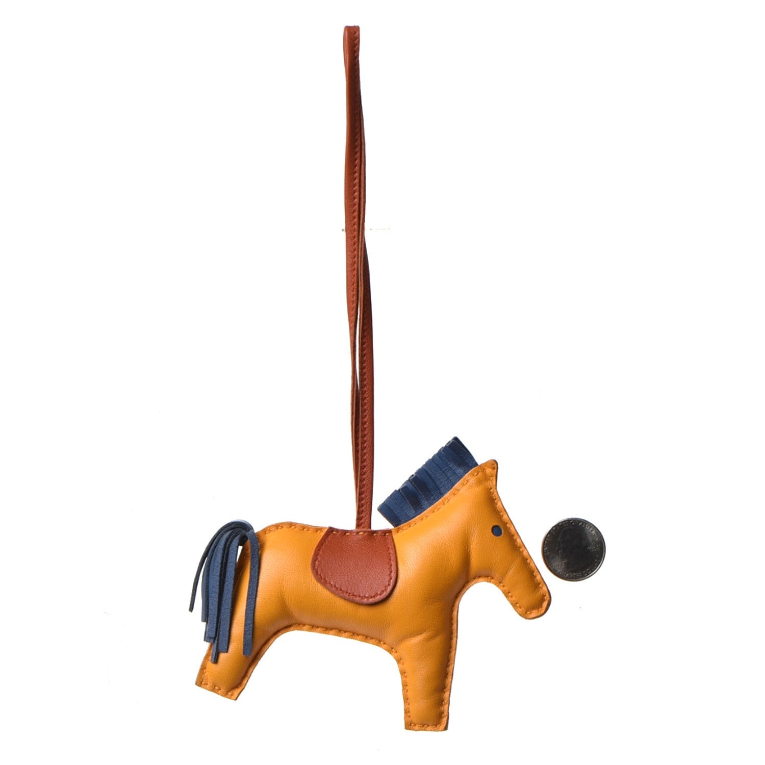 Hermes Milo Lambskin Grigri Rodeo Horse Bag Charm MM Jaune D'Or Bleu Agate Cornaline 2 of 5