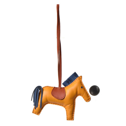 Hermes Milo Lambskin Grigri Rodeo Horse Bag Charm MM Jaune D'Or Bleu Agate Cornaline 2 of 5