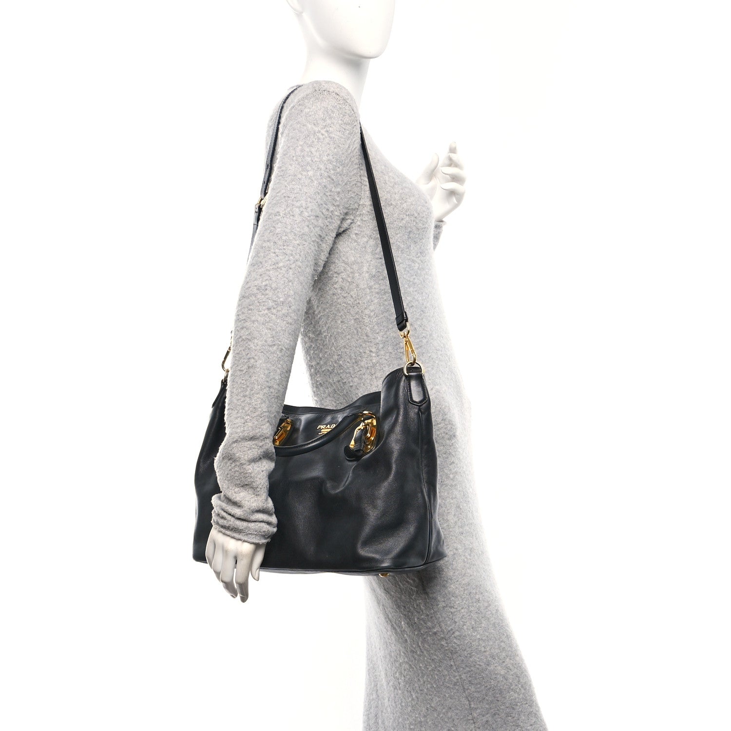 Prada Soft Calfskin Shopping Tote Black 3 of 17