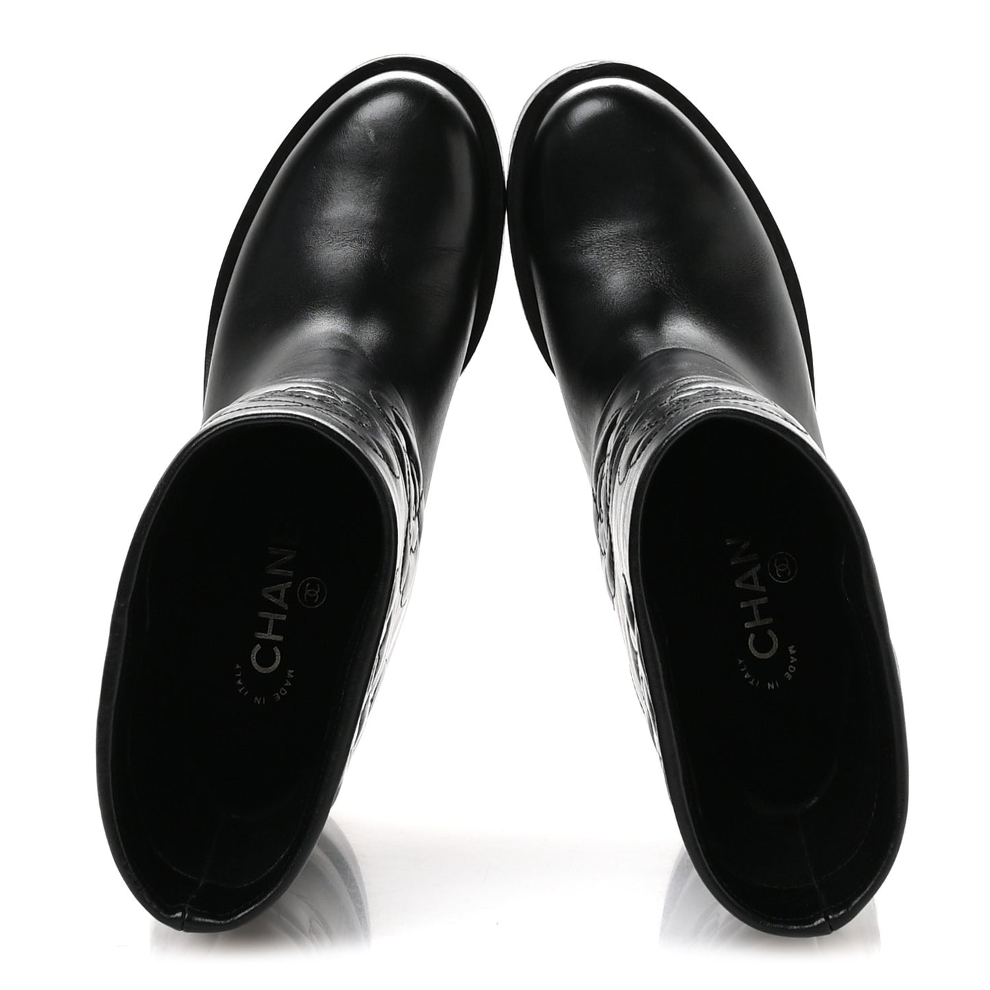 Calfskin Camellia Short Boots 37.5 Black