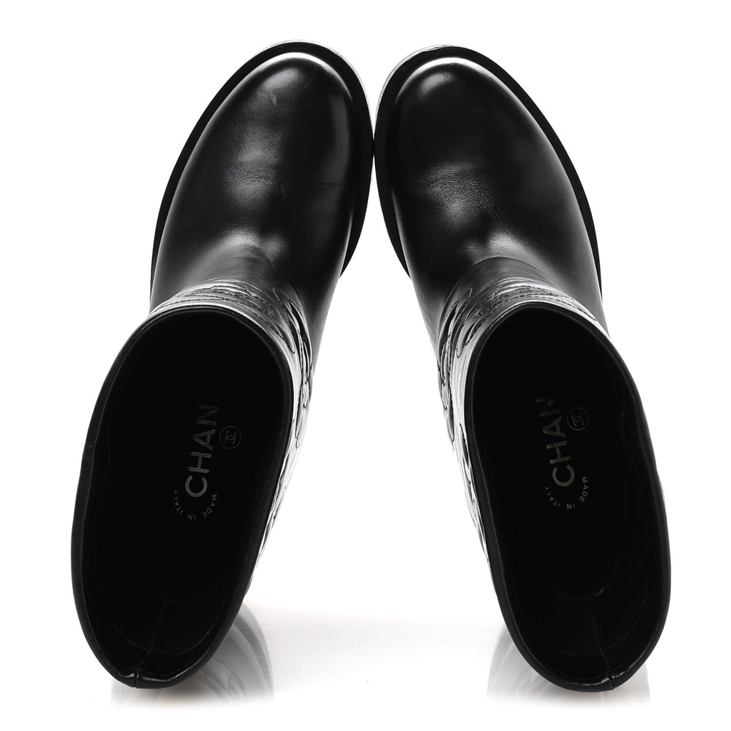 Chanel Calfskin Camellia Short Boots 37.5 Black 2 of 8