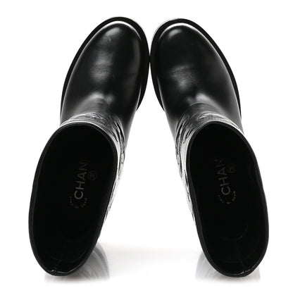 Chanel Calfskin Camellia Short Boots 37.5 Black 2 of 8