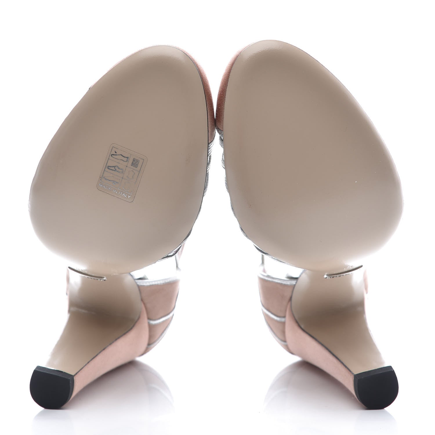 Gucci Satin Metallic Mariska T-Bar Pumps 39 Blush 5 of 7