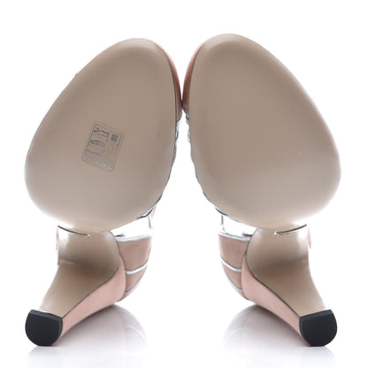 Gucci Satin Metallic Mariska T-Bar Pumps 39 Blush 5 of 7