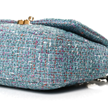 Chanel Tweed Quilted Medium Chanel 19 Flap Blue Multicolor 9 of 9