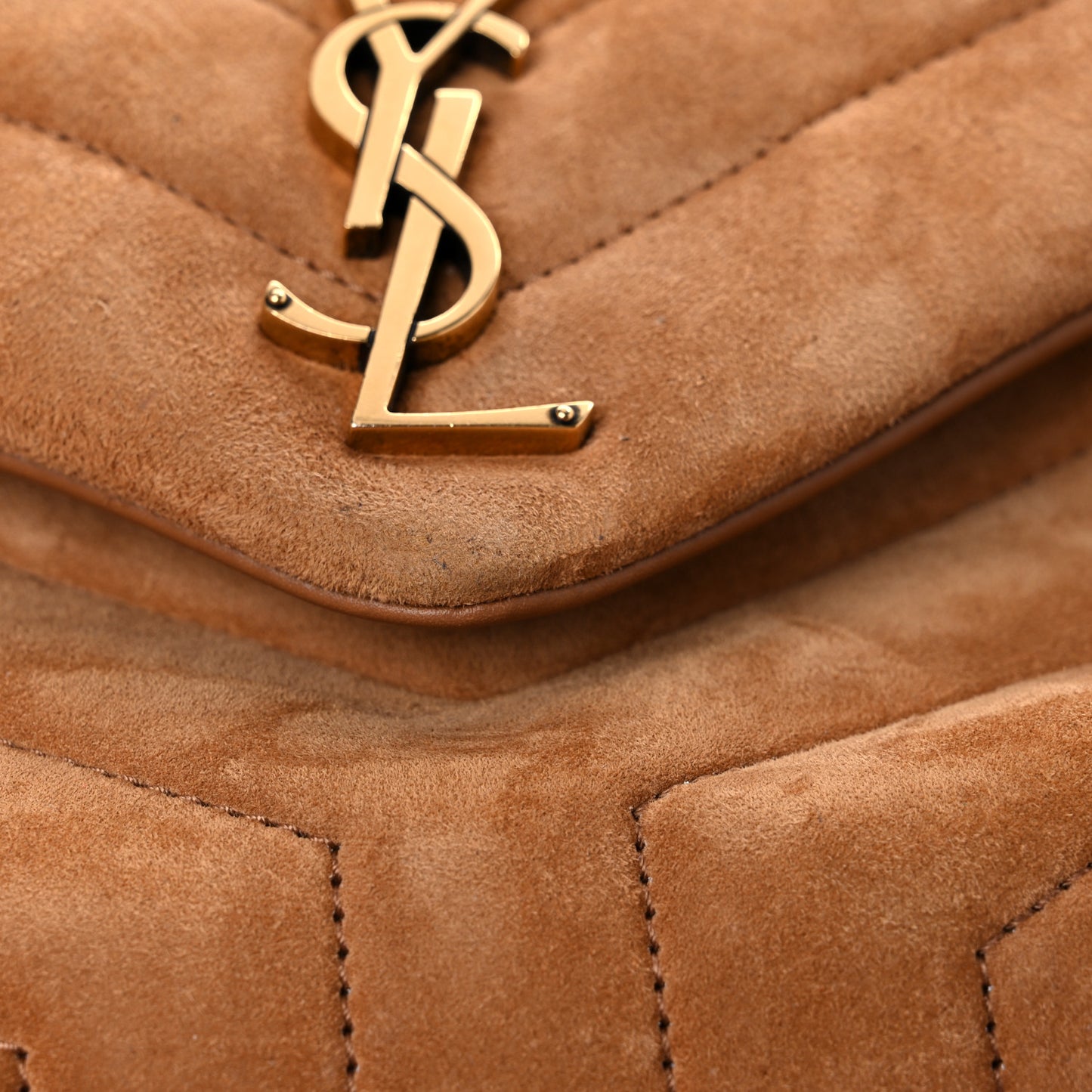 Suede Calfskin Y Quilted Monogram Small Loulou Chain Satchel Cinnamon