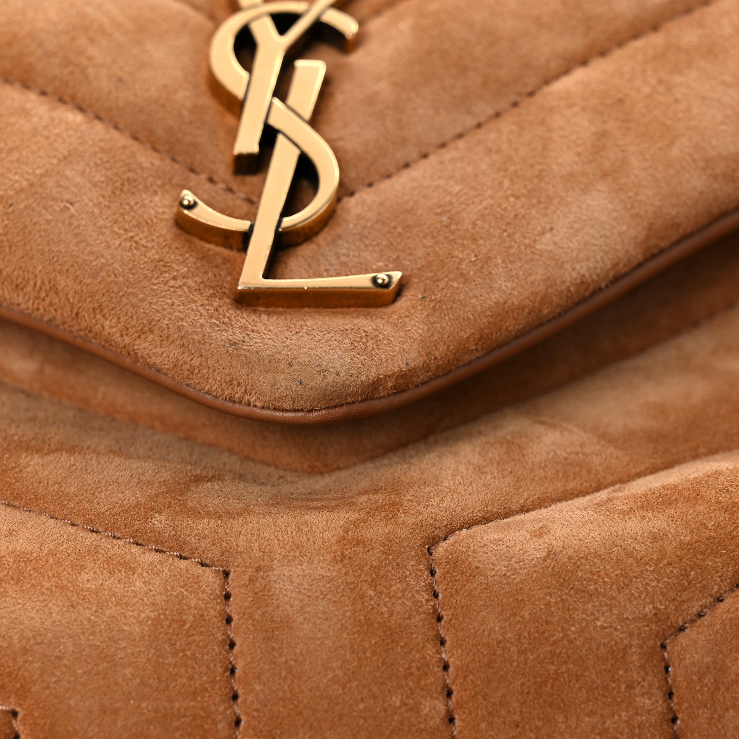 Saint Laurent Suede Calfskin Y Quilted Monogram Small Loulou Chain Satchel Cinnamon 15 of 18
