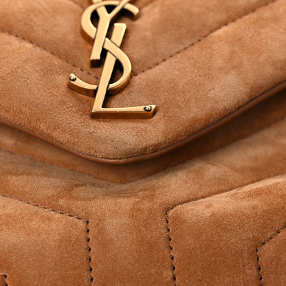 Saint Laurent Suede Calfskin Y Quilted Monogram Small Loulou Chain Satchel Cinnamon 15 of 18