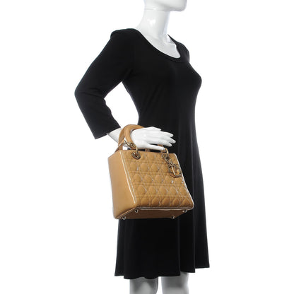 Christian Dior Patent Cannage Medium Lady Dior Beige 3 of 8