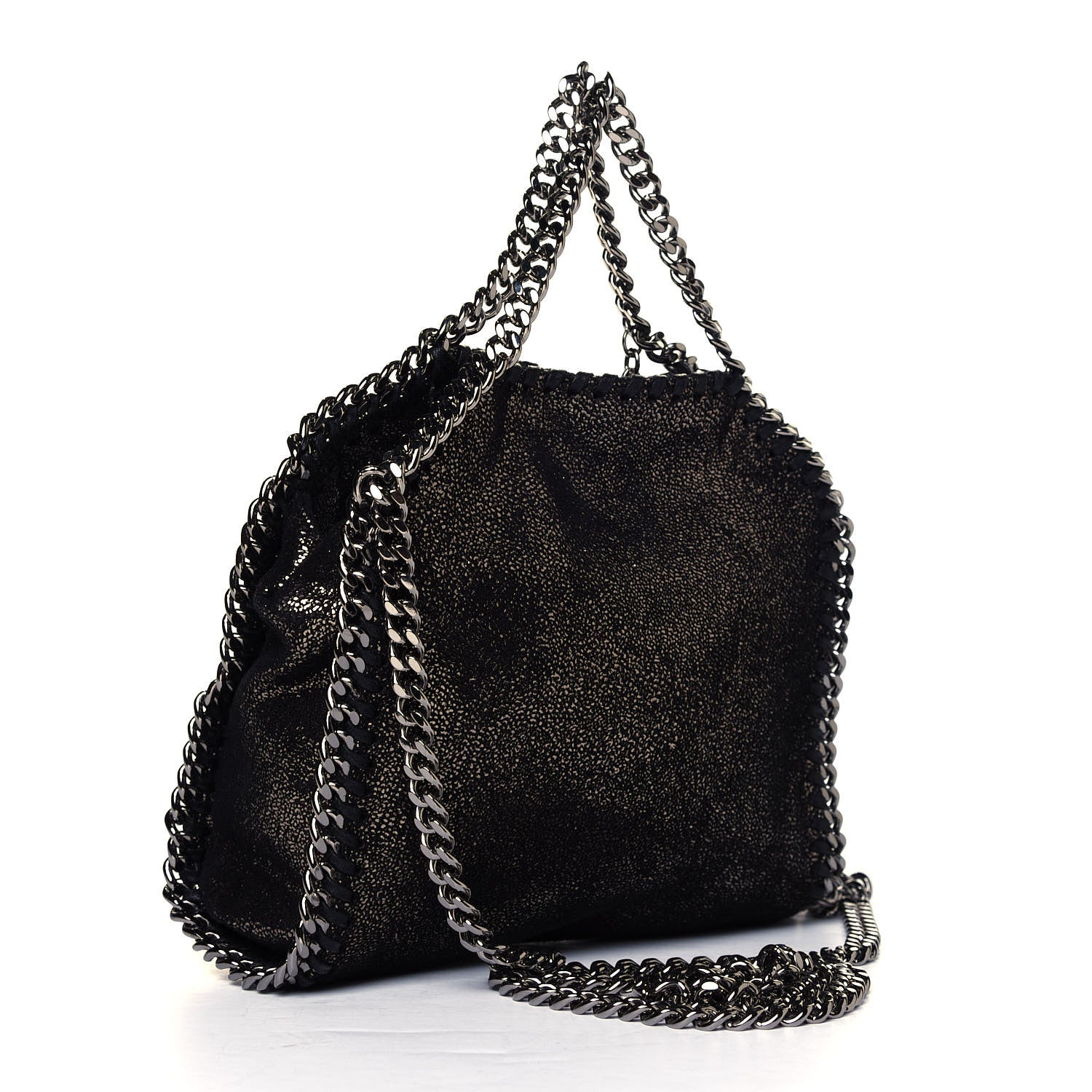 Stella McCartney Chamois Shiny Dotted Mini Falabella Fold Over Tote Ruthenium 2 of 4