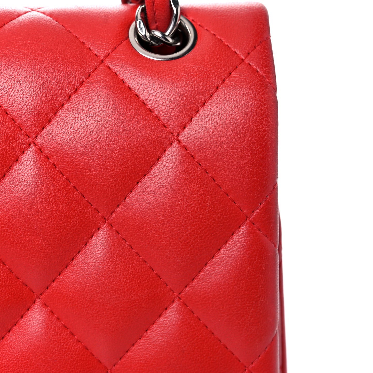 Lambskin Quilted Jumbo Double Flap Red