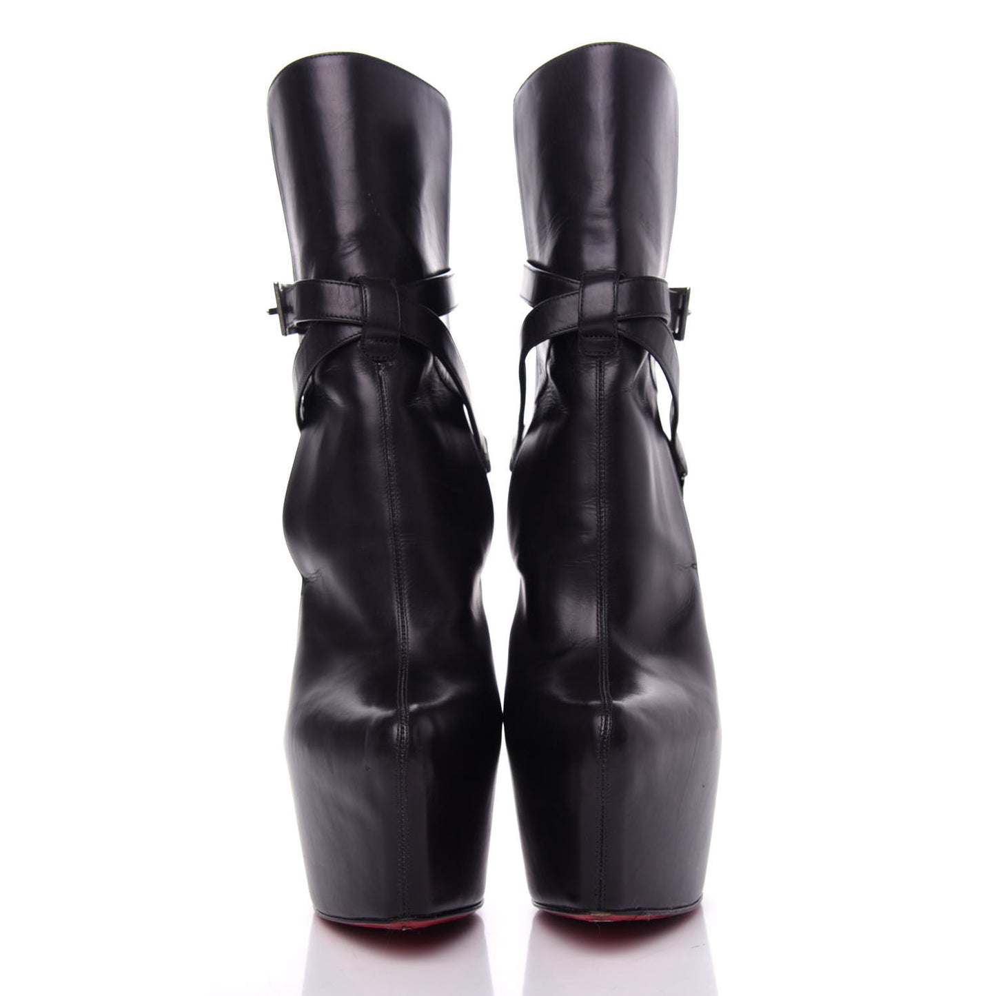 Shiny Calfskin Equestria 160 Platform Ankle Boots 35.5 Black