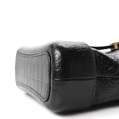Chanel Calfskin Crocodile Embossed Small Gabrielle Cocodile Hobo Black 10 of 10