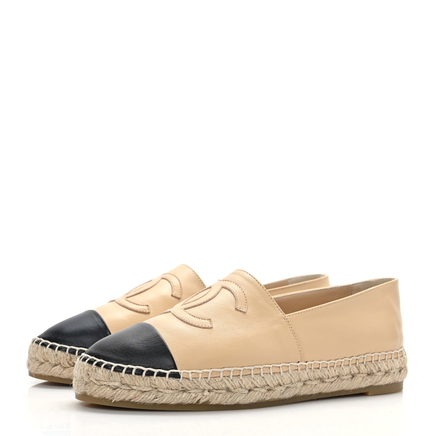 Lambskin CC Espadrilles 39 Beige Black