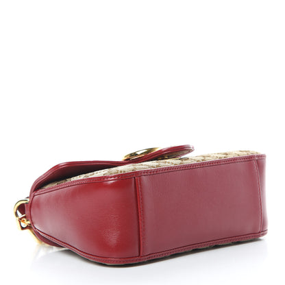 Gucci Monogram Glazed Calfskin Matelasse Diagonal Mini GG Marmont Top Handle Shoulder Bag Beige Ebony New Cherry Red 4 of 10