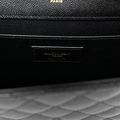 Saint Laurent Grain De Poudre Textured Mixed Matelasse Triquilt Medium Monogram Satchel Black 6 of 9