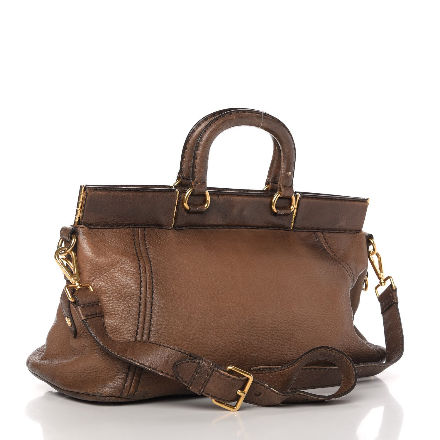 Prada Cervo Antik Top Handle Tote Brown 3 of 21