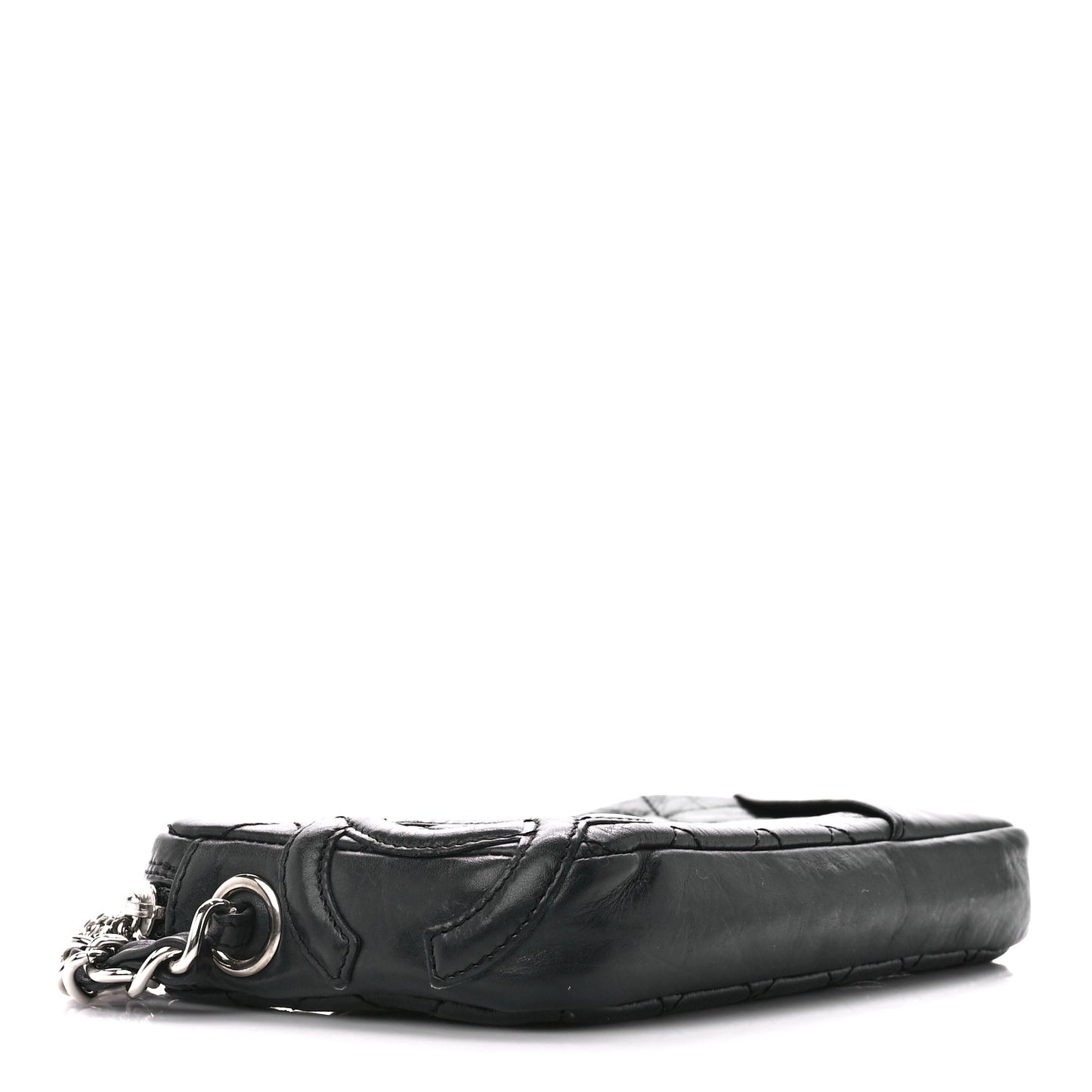 Aged Calfskin Quilted Cambon Pochette Black