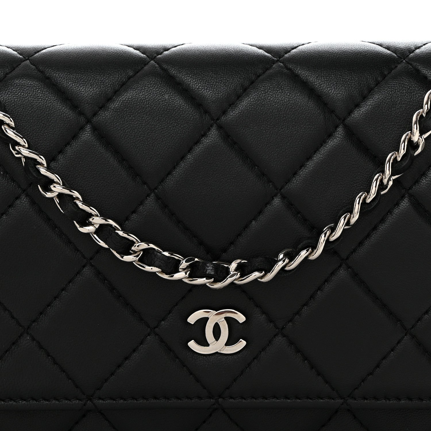 Chanel Lambskin Quilted Wallet On Chain WOC Black 9 of 11
