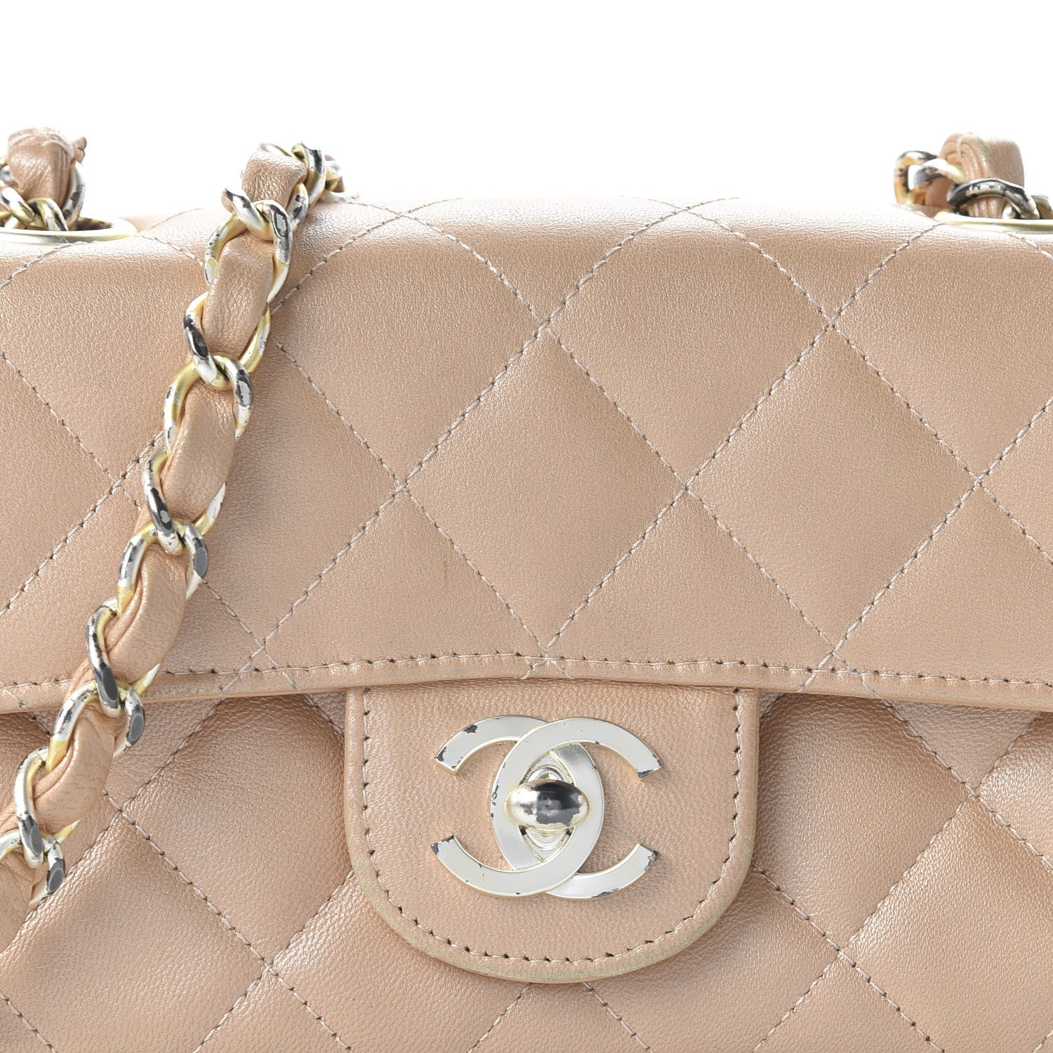 Chanel Lambskin Quilted Extra Mini Rectangular Flap Beige 10 of 10