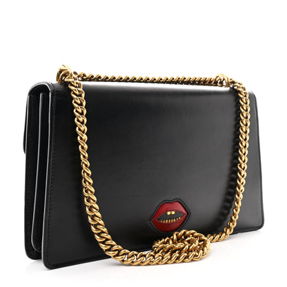 Gucci Knight Calfskin Malaga Kid Heart Medium GG Marmont Chain Handle Bag Black Hibiscus Red Multicolor 3 of 10