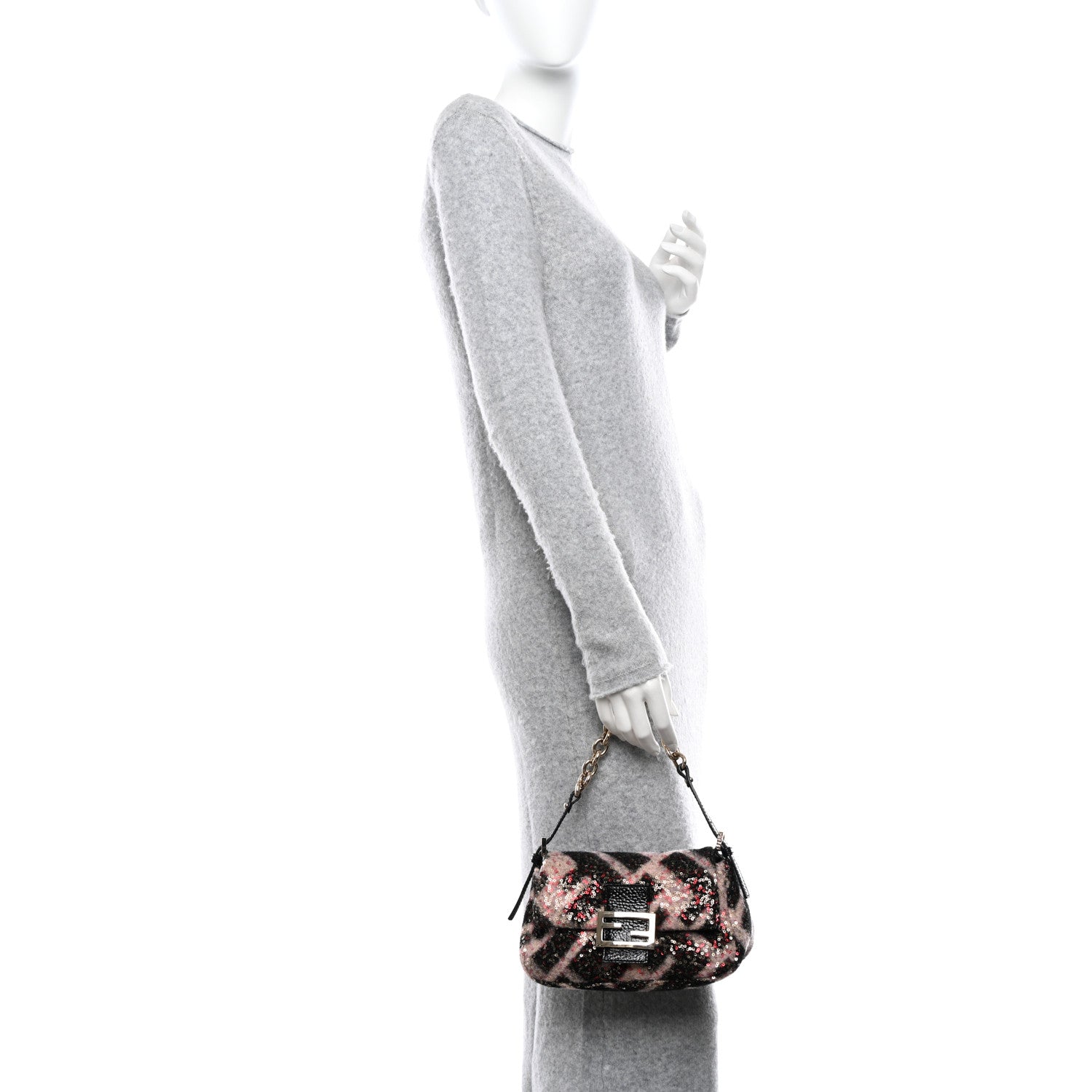 Fendi Wool Sequin Macro FF Diagonal Mini Mama Baguette 2 of 10